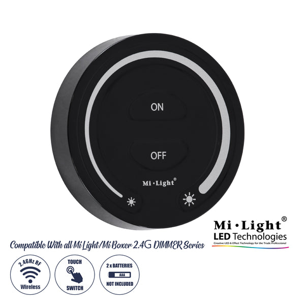 71403 FUT087-B Mi-Light Ασύρματο Χειριστήριο Αφής RF 2.4Ghz για όλα τα Μονόχρωμα Mi-BOXER Controller DC 3V 2 x AAA - IP20 Μαύρο Φ8 x Υ1.8cm - 5 Years Warranty