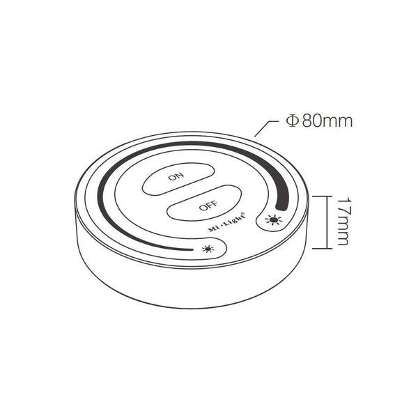 71403 FUT087-B Mi-Light Ασύρματο Χειριστήριο Αφής RF 2.4Ghz για όλα τα Μονόχρωμα Mi-BOXER Controller DC 3V 2 x AAA - IP20 Μαύρο Φ8 x Υ1.8cm - 5 Years Warranty