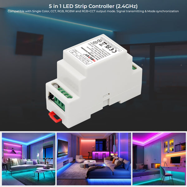 71415 LS2S Mi-BOXER DC WiFi & RF 2.4Ghz Dimmer High Speed Controller 5 Καναλιών DC 12-24V 5 x 6A 144W - Max 10A 240W - IP20 RGBW+WW - Din Rail Ράγας - Μ9 x Π3.4 x Υ6cm - 5 Years Warranty