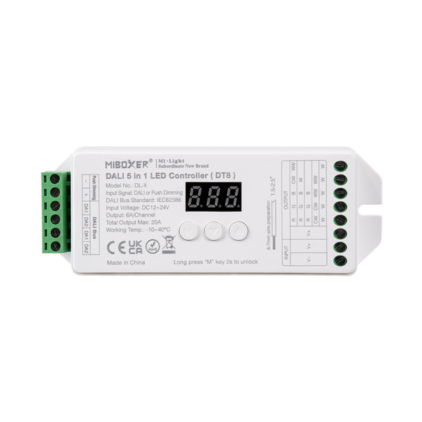 71423 DL-X Mi-BOXER DC DALI & Push Dimming 5 in 1 High Speed Controller / Dimmer 5 Καναλιών DC 12-24V 5 x 6A 144W - Max 20A 480W - IP20 RGBW+WW Μ13 x Π5 x Υ2.5cm - 5 Years Warranty