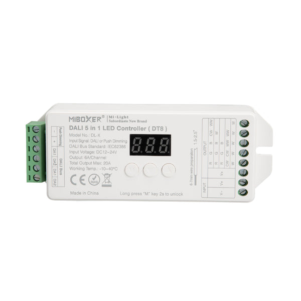 71423 DL-X Mi-BOXER DC DALI & Push Dimming 5 in 1 High Speed Controller / Dimmer 5 Καναλιών DC 12-24V 5 x 6A 144W - Max 20A 480W - IP20 RGBW+WW Μ13 x Π5 x Υ2.5cm - 5 Years Warranty