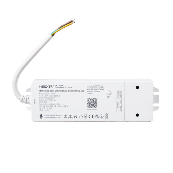 71437 WL1-P75V24 Mi-BOXER DC Smart Wifi & RF 2.4Ghz & Push Dimming Power Supply Τροφοδοτικό SELV & Controller / Dimmer All in One AC100-240V σε DC 24V 1 x 3A 75W - Max 3A 75W - IP20 Μ19 x Π5.5 x Υ3.2cm - 5 Years Warranty