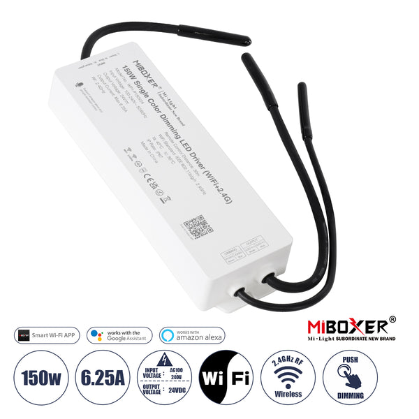 71438 WP1-P150V24 Mi-BOXER DC Smart Wifi & RF 2.4Ghz & Push Dimming Power Supply Τροφοδοτικό SELV & Controller / Dimmer All in One AC100-240V σε DC 24V 1 x 6.25A 150W - Max 6.25A 150W - Αδιάβροχο IP67 Μ22.5 x Π7 x Υ3.5cm - 3 Years Warranty