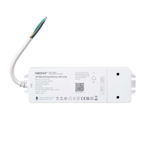 71439 WL3-P75V24 Mi-BOXER DC Smart Wifi & RF 2.4Ghz & Push Dimming Power Supply Τροφοδοτικό SELV & Controller / Dimmer All in One 3 Καναλιών AC100-240V σε DC 24V 3 x 0.6A 14.4W - Max 3A 75W - IP20 RGB Μ19 x Π5.5 x Υ3.2cm - 5 Years Warranty