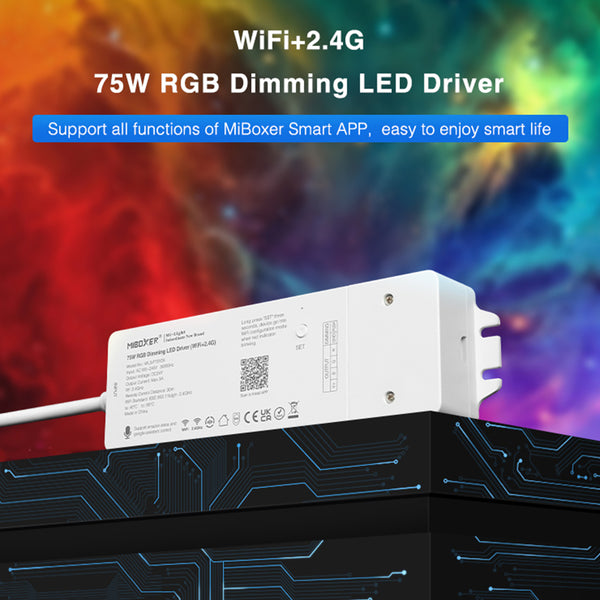 71439 WL3-P75V24 Mi-BOXER DC Smart Wifi & RF 2.4Ghz & Push Dimming Power Supply Τροφοδοτικό SELV & Controller / Dimmer All in One 3 Καναλιών AC100-240V σε DC 24V 3 x 0.6A 14.4W - Max 3A 75W - IP20 RGB Μ19 x Π5.5 x Υ3.2cm - 5 Years Warranty