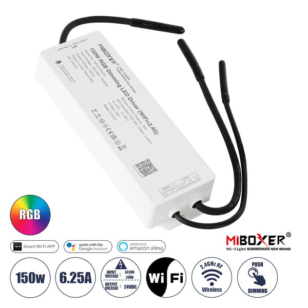 71442 WP3-P150V24 Mi-BOXER DC Smart Wifi & RF 2.4Ghz Power Supply Τροφοδοτικό SELV & Controller / Dimmer All in One 3 Καναλιών AC100-240V σε DC 24V 3 x 2.1A 50W - Max 6.25A 150W - Αδιάβροχο IP67 RGB Μ22.5 x Π7.3 x Υ3.5cm - 5 Years Warranty