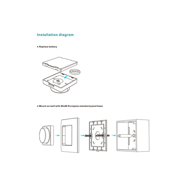 71443 K1 Mi-BOXER Ασύρματο Επιτοίχιο Χειριστήριο Dimmer RF 2.4Ghz για όλα τα Μονόχρωμα Mi-BOXER Controller DC 3V 1 x CR2032 - IP20 Λευκό Μ8.5 x Π8.5 x Υ2.5cm - 5 Years Warranty