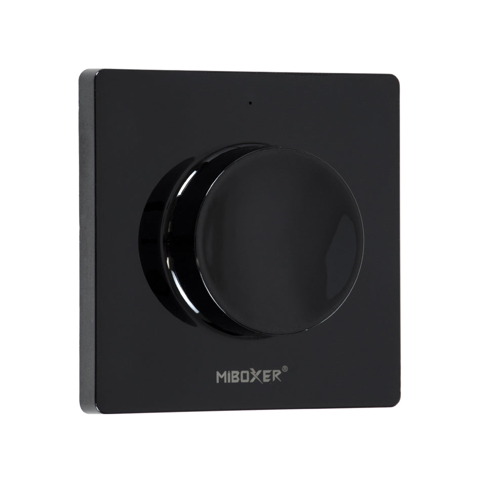 GloboStar® 71444 K1-B Mi-BOXER Ασύρματο Επιτοίχιο Χειριστήριο Dimmer RF 2.4Ghz για όλα τα Μονόχρωμα Mi-BOXER Controller DC 3V 1 x CR2032 - IP20 Μαύρο Μ8.5 x Π8.5 x Υ2.5cm - 5 Years Warranty