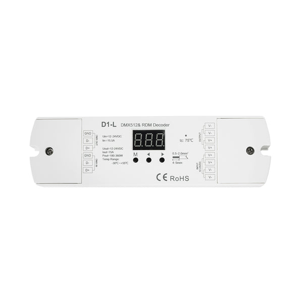 71446 D1-L SKYDANCE DC DMX & RDM Dimmer High Speed Controller / Decoder 1 Καναλιού DC 12-24V 1 x 15.5A 360W - Max 15.5A 360W - IP20 Μ17 x Π5 x Υ2.5cm - 5 Years Warranty