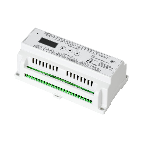 71450 D24 SKYDANCE DC DMX & RDM Dimmer Din Rail Ράγας High Speed Controller / Decoder 24 Καναλιών DC 12-24V 24 x 3A 72W - Max 72.5A 1740W - IP20 Μ16 x Π9 x Υ6cm - 5 Years Warranty