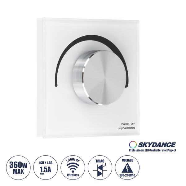 71454 S1-K SKYDANCE AC Smart RF 2.4Ghz & Ροοστάτη - Push ON/OFF Triac Dimming AC100-240V σε AC100-240V 1 x 1.5A 360W - Max 1.5A 360W - IP20 - Λευκό Σώμα - Μ8.5 x Π8.5 x Υ5cm - 5 Years Warranty