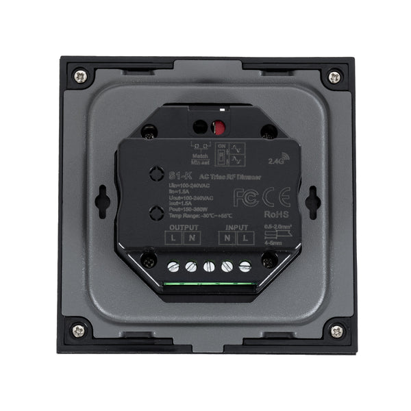 71455 S1-K SKYDANCE AC Smart RF 2.4Ghz & Ροοστάτη - Push ON/OFF Triac Dimming AC100-240V σε AC100-240V 1 x 1.5A 360W - Max 1.5A 360W - IP20 - Μαύρο Σώμα - Μ8.5 x Π8.5 x Υ5cm - 5 Years Warranty