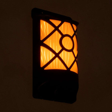 71457 Αυτόνομο Ηλιακό Φωτιστικό Τοίχου Μαύρο LED SMD 3W 90lm, Μπαταρία 300mAh - Εφέ Φλόγας Flame Effect, Αισθητήρα Ημέρας/Νύχτας, Αδιάβροχο