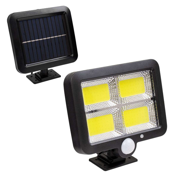 71462 Αυτόνομος Ηλιακός Προβολέας LED 128 4 x COB 30W 1600lm, Μπαταρία 2400mAh, Αισθητήρα Ημέρας/Νύχτας, Αισθητήρα Κίνησης, Αδιάβροχο