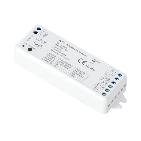 71468 WT1 SKYDANCE DC WiFi & RF 2.4Ghz Dimmer High Speed Controller 2 Καναλιών DC 12-36V 2 x 5A 180W - Max 10A 180W - IP20 Μ11.5 x Π3.5 x Υ2cm - 5 Years Warranty