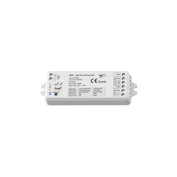 71468 WT1 SKYDANCE DC WiFi & RF 2.4Ghz Dimmer High Speed Controller 2 Καναλιών DC 12-36V 2 x 5A 180W - Max 10A 180W - IP20 Μ11.5 x Π3.5 x Υ2cm - 5 Years Warranty