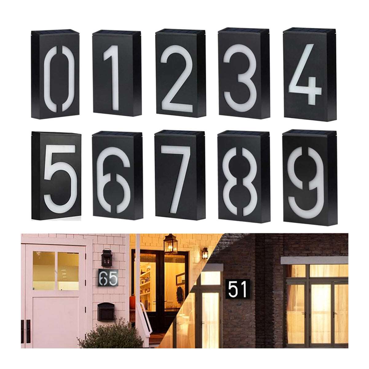 71510 Αυτόνομο Ηλιακό Φωτιστικό LED SMD 1W 100lm με Ενσωματωμένη Μπαταρία 1000mAh - Φωτοβολταϊκό Πάνελ με Αισθητήρα Ημέρας-Νύχτας για Αρίθμηση Δρόμου με Αριθμό 0 Αδιάβροχο IP55 Ψυχρό Λευκό 6000K