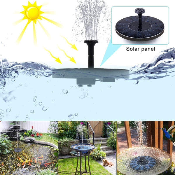 Solarautonomer Photovoltaik-Zierbrunnen mit maximaler Wasserhöhe 30–60 cm – 4 verschiedene Sprühdüsen, wasserdicht IP68, Φ16 x H7,5 cm