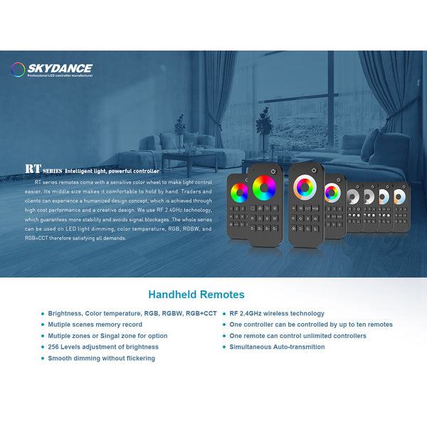 71544 RT10 SKYDANCE Ασύρματο Χειριστήριο Αφής RF 2.4Ghz 4 Group για όλα τα RGBW+WW SKYDANCE Controller DC 3V 2 x AAA - IP20 Μαύρο Μ12.2 x Π5.3 x Υ1.7cm - 5 Years Warranty