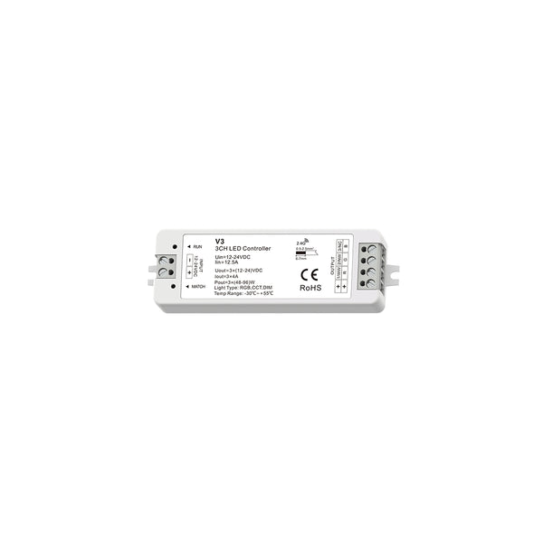 71546 V3 SKYDANCE DC RF 2.4Ghz Dimmer High Speed Controller 3 Καναλιών DC 12-24V 3 x 5A 96W - Max 12A 288W - IP20 Μ10 x Π3.5 x Υ2cm - 5 Years Warranty