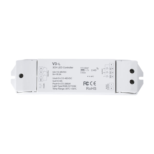 71547 V3-L SKYDANCE DC RF 2.4Ghz Dimmer High Speed Controller & Push Dimming 3 Κανάλια DC 12-48V 3 x 6A 288W - Max 18.5A 288W - IP20 Μ17.5 x Π4.5 x Υ2.5cm - 5 Years Warranty