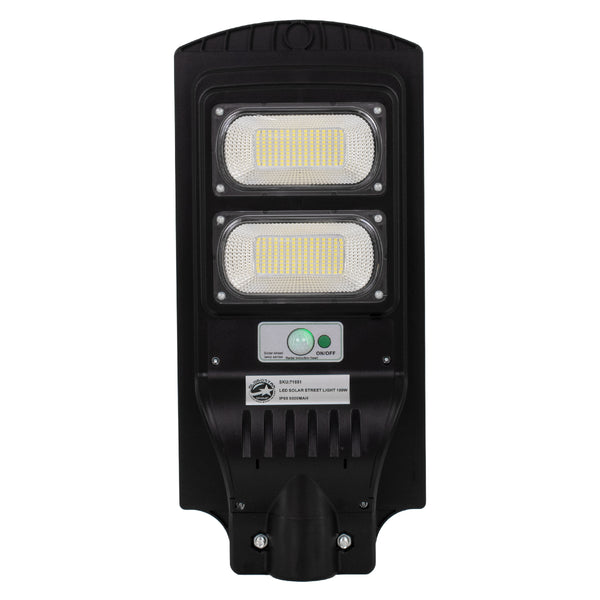 71551 Autonome Solar-Straßenlaterne, Straßenlaterne, LED, SMD, 100 W, 8000 lm, mit integriertem 5500 mAh Li-Ionen-Akku – Tag-Nacht-Sensor, PIR-Bewegungssensor, wasserdicht IP65