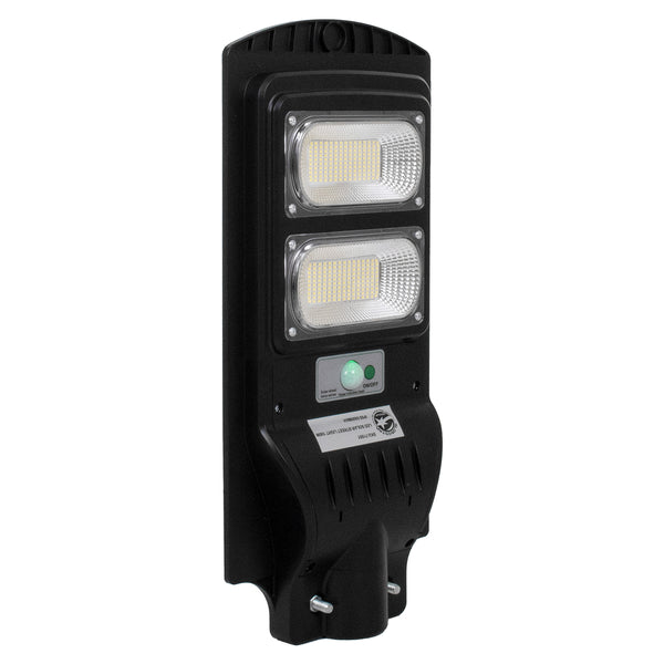 71551 Autonome Solar-Straßenlaterne, Straßenlaterne, LED, SMD, 100 W, 8000 lm, mit integriertem 5500 mAh Li-Ionen-Akku – Tag-Nacht-Sensor, PIR-Bewegungssensor, wasserdicht IP65