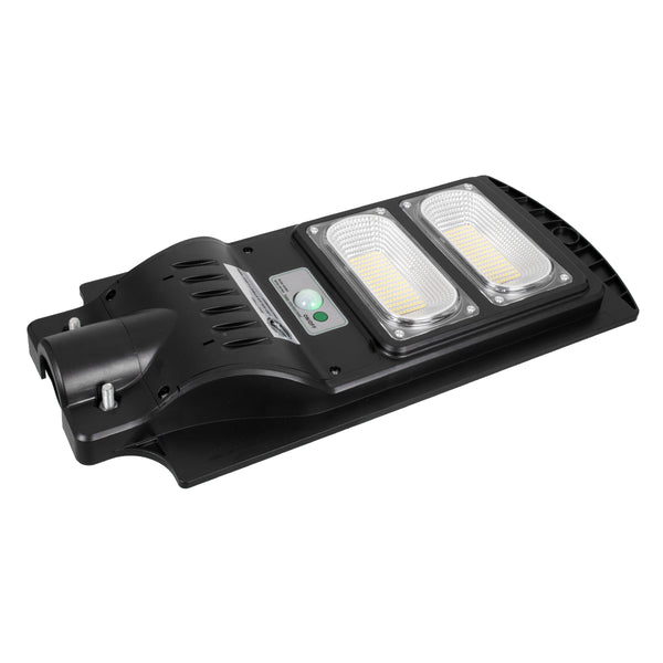 71551 Autonome Solar-Straßenlaterne, Straßenlaterne, LED, SMD, 100 W, 8000 lm, mit integriertem 5500 mAh Li-Ionen-Akku – Tag-Nacht-Sensor, PIR-Bewegungssensor, wasserdicht IP65