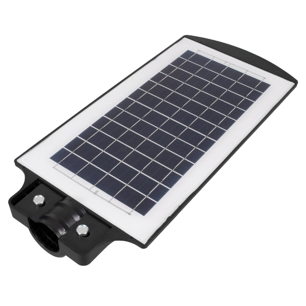 71551 Autonome Solar-Straßenlaterne, Straßenlaterne, LED, SMD, 100 W, 8000 lm, mit integriertem 5500 mAh Li-Ionen-Akku – Tag-Nacht-Sensor, PIR-Bewegungssensor, wasserdicht IP65