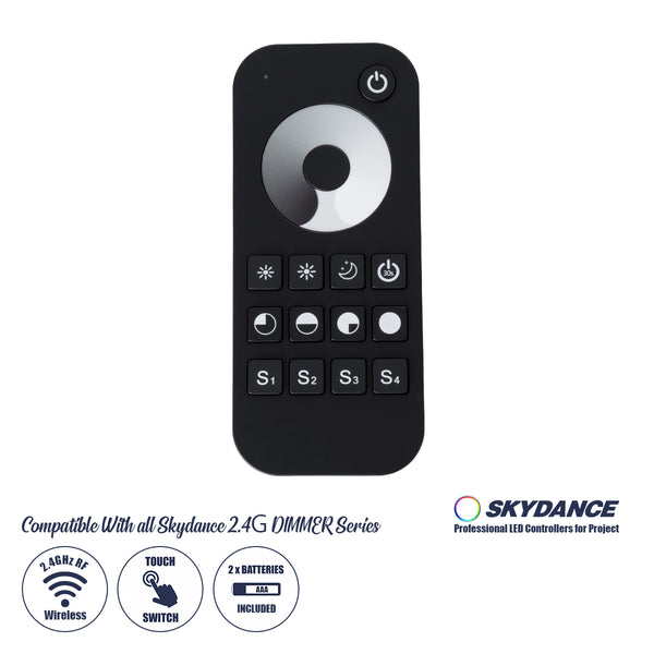 71569 RT1 SKYDANCE Ασύρματο Χειριστήριο Αφής RF 2.4Ghz 1 Group για όλα τα Μονόχρωμα SKYDANCE Controller DC 3V 2 x AAA - IP20 Μαύρο Μ12.2 x Π5.3 x Υ1.7cm - 5 Years Warranty