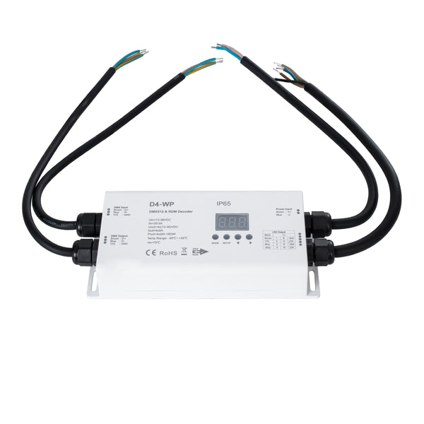 71571-IP65 D4-WP SKYDANCE DC DMX & RDM Dimmer High Speed Controller / Decoder 4 Καναλιών DC 12-36V 4 x 5A 180W - Max 20.5A 720W - Αδιάβροχος IP65 Μ17 x Π8 x Υ4cm - 5 Years Warranty