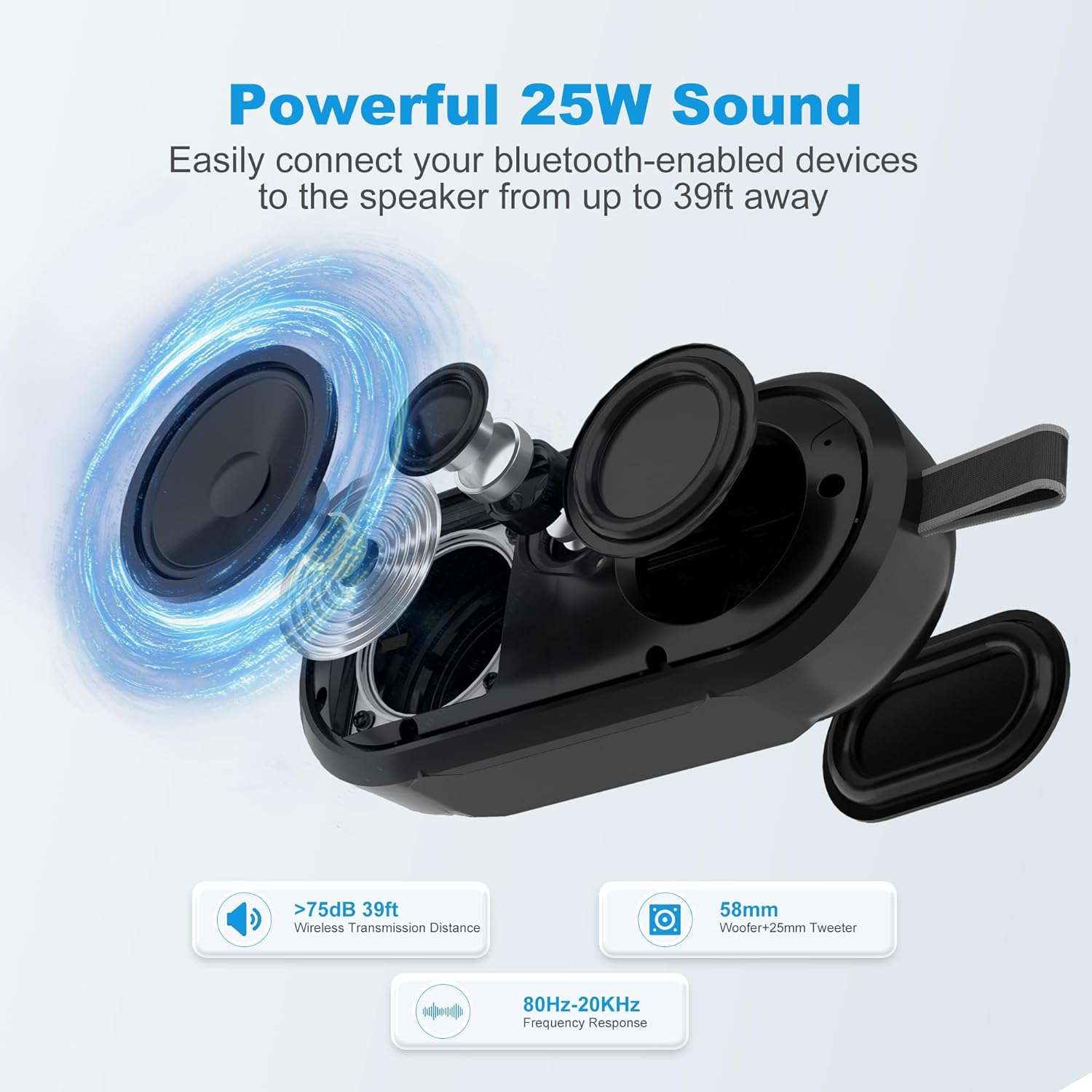 J-BRAUV Flex Portable Speakers Wireless Bluetooth, Enhanced Immersive Bass, 40W Loud Stereo Sound, BT5.3, Built in Mic, 15H Playtime, IP67