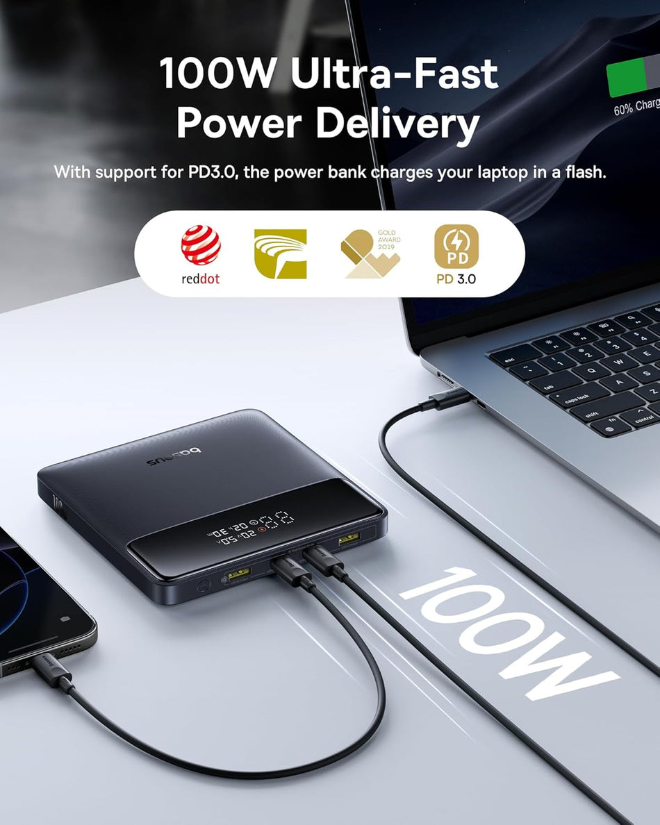 Baseus Blade H1 Lite Power Bank 20000mAh 100W με 2 Θύρες USB-A και 2 Θύρες USB-C Power Delivery / Quick Charge 3.0 / Quick Charge 4.0 Μαύρο