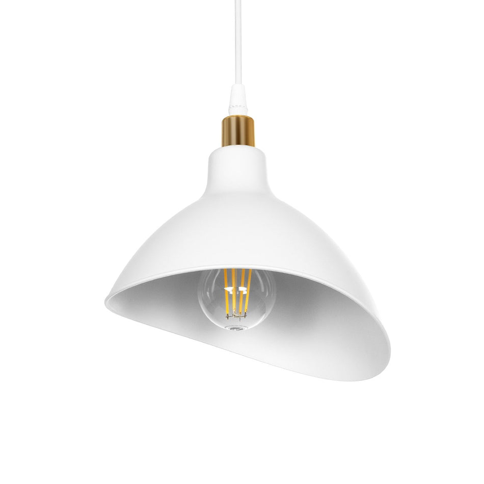 GLOBOSTAR® RIVE 203-0141 Μοντέρνο Κρεμαστό Φωτιστικό Οροφής με Ντουί 1 x E27 AC 220-240V IP20 - Λευκό & Χρυσό - Μ22 x Π20 x Υ22cm