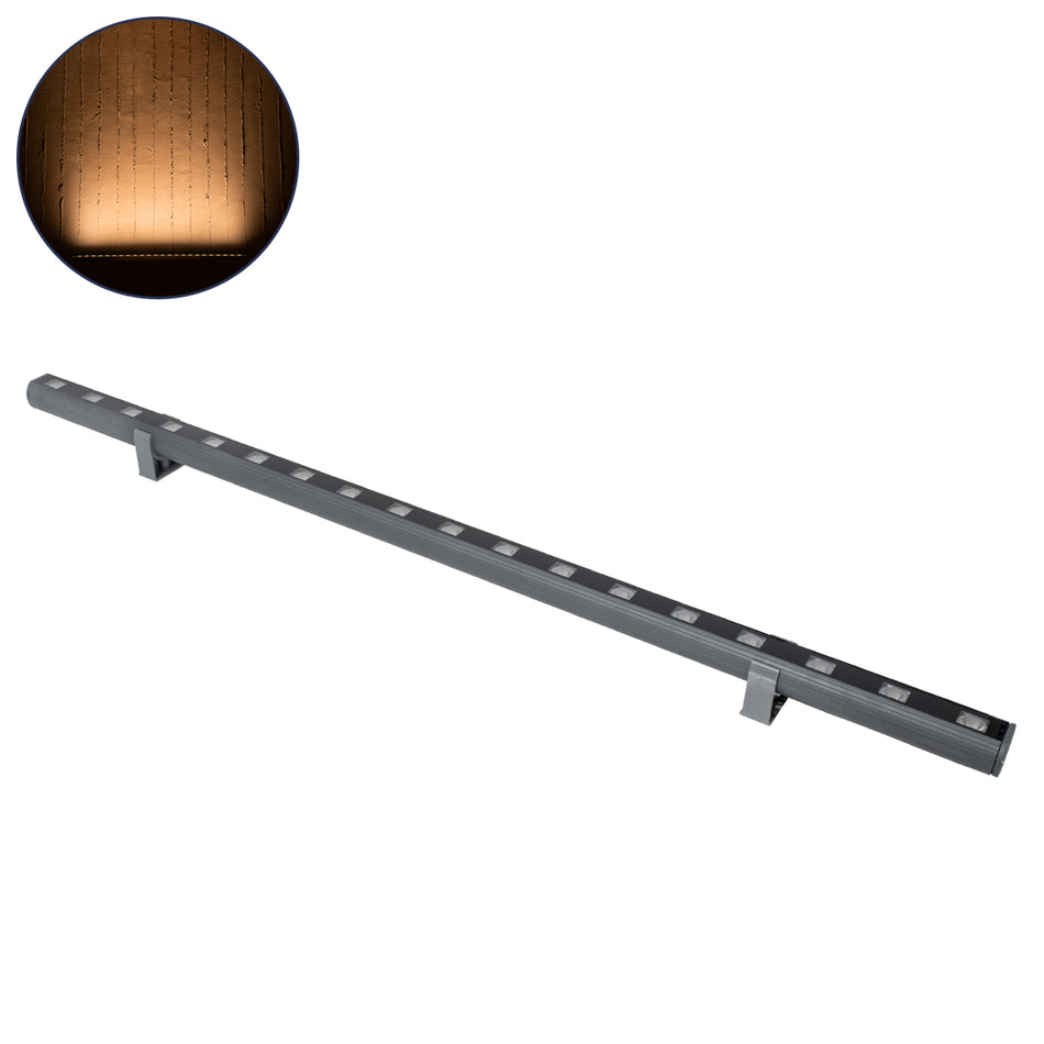 GLOBOSTAR® WASHERPANDA 90578 Μπάρα Φωτισμού Wall Washer LED 18W 1890lm 15° DC 24V Αδιάβροχο IP67 Ultra Θερμό Λευκό 2200K Dimmable - Bridgelux SMD Chip - Γκρι Ανθρακί - Μ100 x Π4 x Υ3.5cm - 3 Χρόνια Εγγύηση