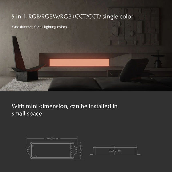 73010 WT5 SKYDANCE DC WiFi & RF 2.4Ghz Dimmer High Speed Controller 5 Καναλιών DC 12-24V 5 x 3A 72W - Max 15A 360W - IP20 Μ10 x Π4 x Υ2cm - 5 Years Warranty