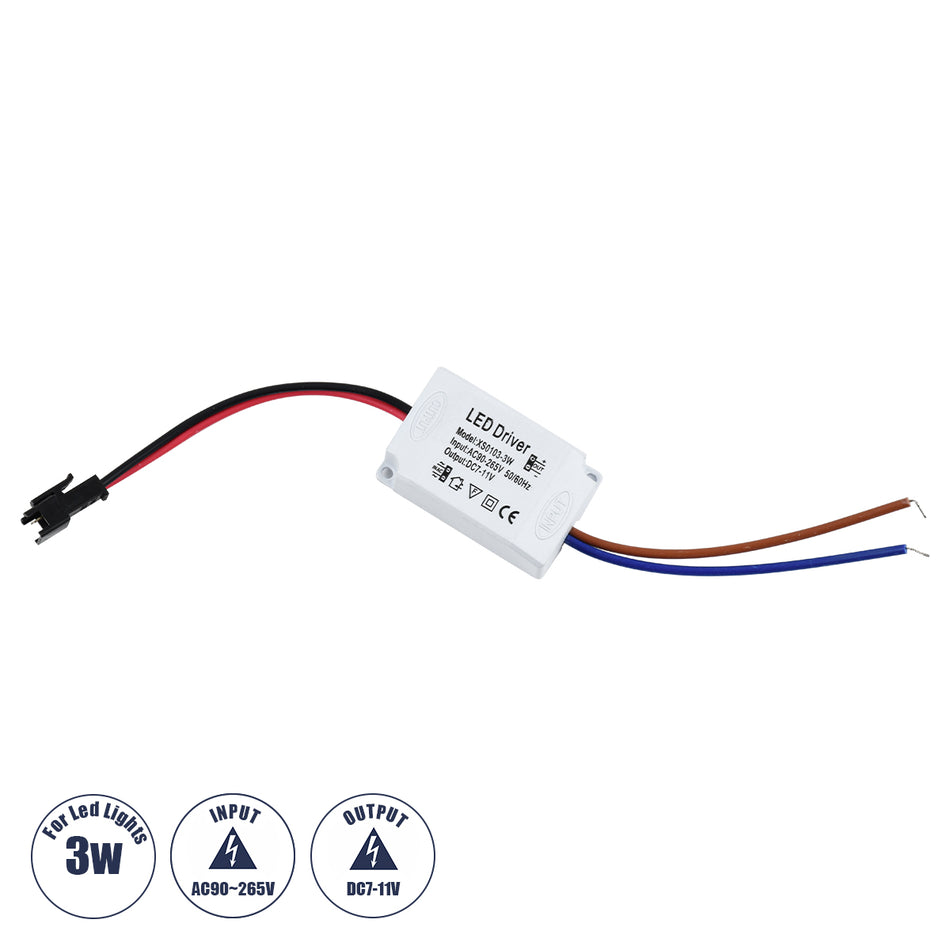 GLOBOSTAR® CCVOLT 73074 Τροφοδοτικό/Μετασχηματιστής SELV 3W 0.27A DC 7-11V - από AC 220-240V σε DC 7-11V IP20 - Μ4.5 x Π3 x Υ2.5cm - 2 Χρόνια Εγγύηση