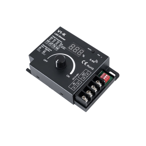 73117 V1-K SKYDANCE DC RF 2.4Ghz Dimmer PWM Frequency Controller 1 Κανάλι DC 12-24V 1 x 20A 480W - Max 20A 480W - IP20 Μ10.7 x Π7.5 x Υ3.8cm - 5 Χρόνια Εγγύηση