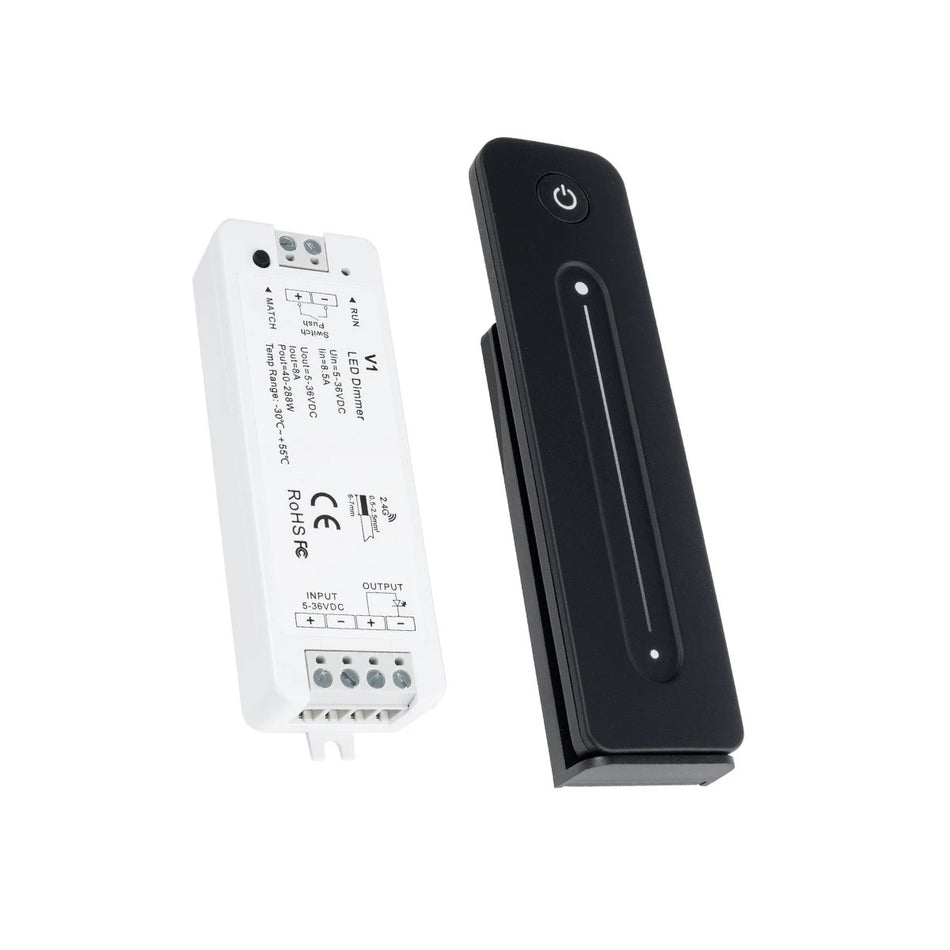 GloboStar® 73119 V1+R11 SKYDANCE ΣΕΤ Dimmer & Ασύρματο Χειριστήριο Αφής 1 Group RF 2.4Ghz 8A Max DC 5-36V (288W) - DC 3V IP20 - 5 Χρόνια Εγγύηση