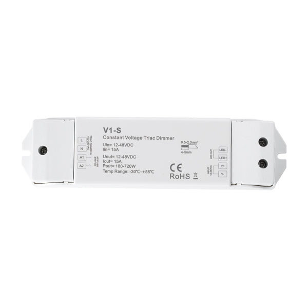 73127 V1-S SKYDANCE AC Triac Dimmer Push Dimming 1 Κανάλι DC 12-48V 1 x 15A 720W - Max 15A 720W - IP20  Μ17.5 x Π4.5 x Υ2.5cm - 5 Χρόνια Εγγύηση