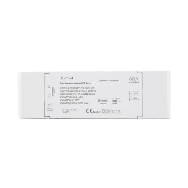 73130 TE-75-24 SKYDANCE AC Triac Dimmer Push Dimming 1 Κανάλι AC 200-240V 1 x 3.125A 75W - Max 3.125A 75W - IP20 Μ18 x Π5.7 x Υ3cm - 5 Χρόνια Εγγύηση