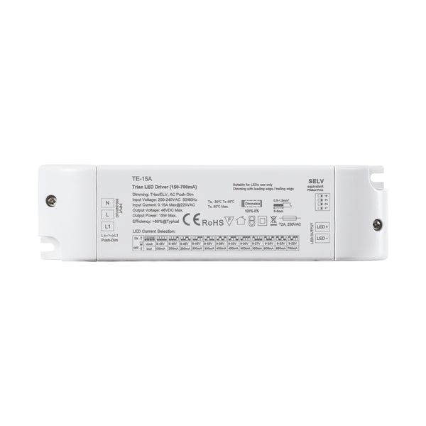 73133 TE-15A SKYDANCE AC Triac Dimmable Constant Current LED Driver Push Dimming 1 Κανάλι AC 200-240V 1 x 0.15A 15W - Max 0.15A 15W - IP20  Μ15.1 x Π4.1 x Υ3cm - 5 Χρόνια Εγγύηση