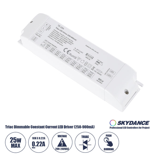 73134 TE-25A SKYDANCE AC Triac Dimmable Constant Current LED Driver 1 Κανάλι AC 200-240V 1 x 0.22A 25W - Max 0.22A 25W - IP20  Μ17.5 x Π4.4 x Υ3cm - 5 Χρόνια Εγγύηση