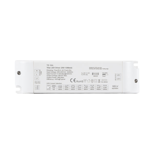 73135 TE-36A SKYDANCE AC Triac Dimmable Constant Current LED Driver Push Dimming 1 Κανάλι AC 200-240V 1 x 0.34A 36W - Max 0.34A 36W - IP20 Μ17.5 x Π4.4 x Υ3cm - 5 Χρόνια Εγγύηση