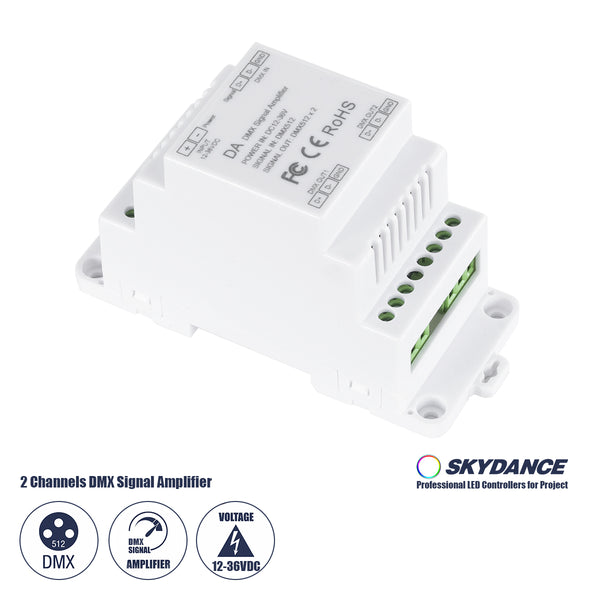 73137 DA SKYDANCE DC DMX512 Signal Amplifier Din Rail Ράγας 2 Καναλιών DC 12-48V - IP20  Μ11.5 x Π5 x Υ6.5cm - 5 Χρόνια Εγγύηση