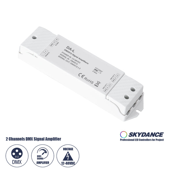 73138 DA-L SKYDANCE DC DMX512 Signal Amplifier 2 Καναλιών DC 12-48V - IP20  Μ17.5 x Π4.5 x Υ2.5cm - 5 Χρόνια Εγγύηση