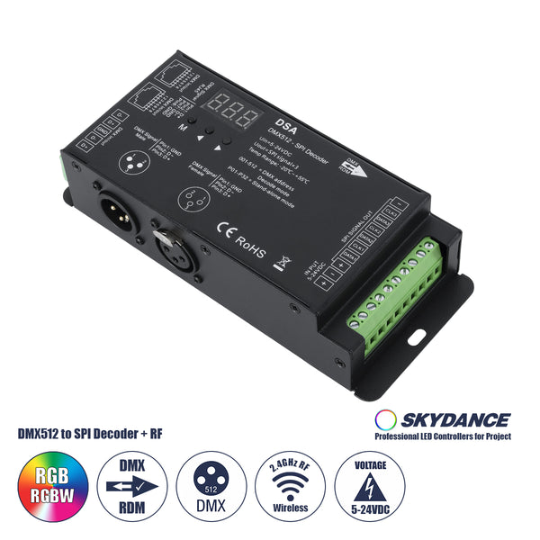 73141 DSA SKYDANCE DC RF 2.4Ghz DMX512 to SPI Decoder DC 5-24V - IP20 Π16.5 x Π7 x Υ3.7cm - 5 Χρόνια Εγγύηση