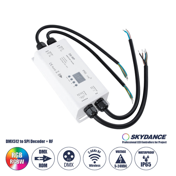 73143 DS-WP SKYDANCE DC RF 2.4Ghz DMX512 to SPI Decoder DC 5-24V - Αδιάβροχο IP65 Μ17 x Π8 x Υ4cm - 5 Χρόνια Εγγύηση