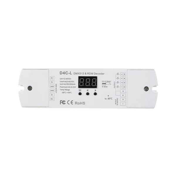 73145 D4C-L SKYDANCE DC DMX512 Constant Current & RDM Decoder 4 Καναλιών DC 12-48V 4 x 0.5A 22.5W - Max 2A 90W - IP20  Μ17 x Π5 x Υ2.5cm - 5 Χρόνια Εγγύηση