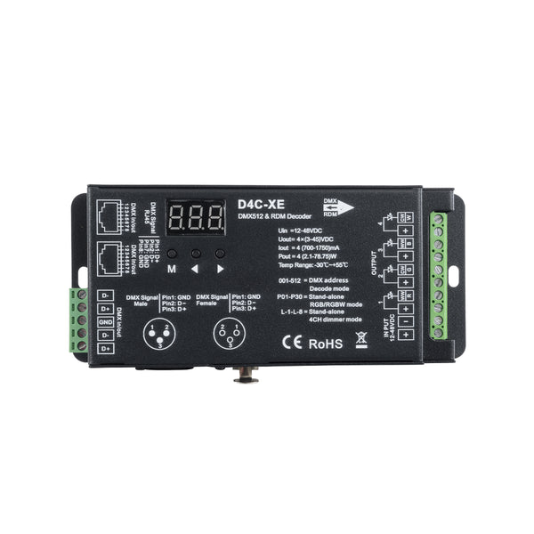 73147 D4C-XE SKYDANCE DC DMX512 Constant Current & RDM Decoder 4 Καναλιών DC 12-48V 4 x 1.75A 315W - Max 7A 315W - IP20 Π16.5 x Π7 x Υ3.7cm - 5 Χρόνια Εγγύηση